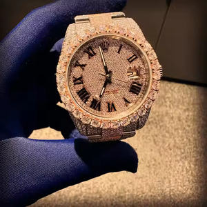 Mechanical Style Dial Sapphire Crystal <b>Stainless</b> <b>Steel</b> Fashion 5mm Case Moissanite Diamond Quartz Watch - Product Image 1