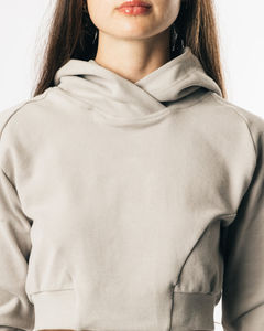 2025 nuevo estilo Casual Wear señoras sudaderas mangas completas a juego con cordón Crop Hoodie para mujeres - Product Image 5