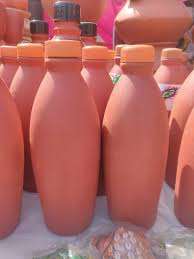 Botella de agua de arcilla de terracota hecha a mano clásica ecológica de primera calidad con tapa para uso en exteriores directamente del proveedor de la India - Product Image 4