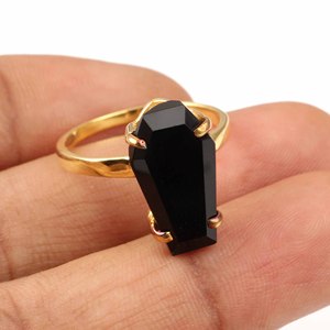 Latest Natural <b>Black</b> Onyx Gemstone 925 Sterling Silver Coffin Cut Shape 10x17mm Eternity Vermeil Genuine Birthstone Women <b>Ring</b> - Product Image 3