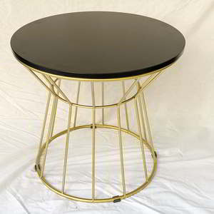 Modern Round Oak <b>Coffee</b> <b>Table</b> with Bronze-Iron Frame 60x60x55cm Decorative & Durable Storage Option Set TT68100 - Product Image 2