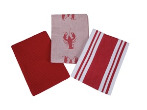 Serviette de cuisine Jacquard coton 100%-Rouge - Product Image 3