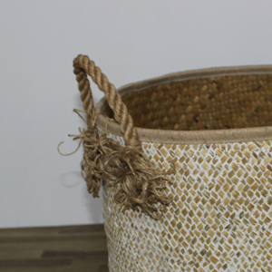 Portable Foldable Handwoven <b>Laundry</b> Straw Basket by Artex Dong Thap Factory <b>Hamper</b> for Clothes and Home Storage - Product Image 3