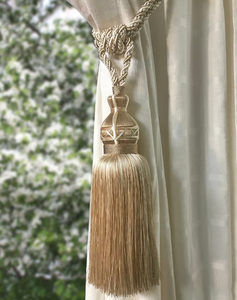 Luxury Ivory Beige <b>Tieback</b> with Big Tassel.Elegant Drapery for Window Curtain - Product Image 2