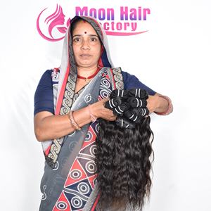 วิกผมดิบสีดำแบบไม่ผ่านกระบวนการของอินเดียต่อผมมนุษย์แบบมีหนังกำพร้าเรียงตามธรรมชาติเทรนด์ใหม่จากการส่งออก - Product Image 1