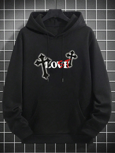 Custom Logo 100% Cotton <b>Pullover</b> Hoodie <b>for</b> <b>Men</b> Long Winter Fleece Sweatshirt Puff Technique Hooded Collar Comfortable Digital - Product Image 2