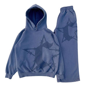 Conjunto personalizado de Sudadera con capucha y Jogger, ropa de calle bordada, 100% algodón, pantalones de chándal recortados de felpa francesa y conjunto de Sudadera con capucha para hombre - Product Image 1