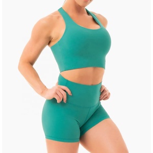 Fitness Gym Workout Sets Women 2 Piece Outfits High Waisted Yoga Shorts Running Sports Bra Booty Set - Product Image 6