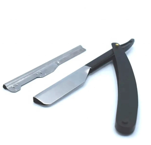 ANAAIF Rasoir droit vintage professionnel en acier au carbone avec manche noir pour l'épilation du corps - Product Image 4