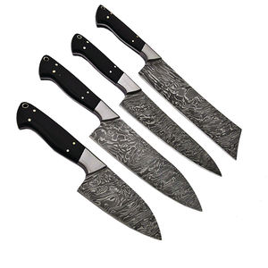 Juego de cuchillos de Chef de acero de Damasco hechos a mano personalizados de alta calificación Hoja de acero al carbono con Funda de cuero para verduras para uso en la cocina - Product Image 6