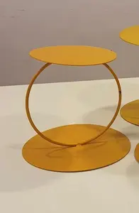 Gold Two-Tier <b>Cake</b> Stand Metal Powder Coated Shape Design for <b>Wedding</b> Birthday Anniversary Celebration Two-Story <b>Cake</b> Placement - Product Image 2