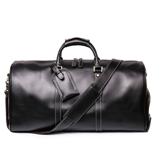Premium Modern Genuine Leather Duffle Bag 36-55L Dark Brown Travel Weekender Unisex Zipper Lightweight Durable Carry - Product Image 2
