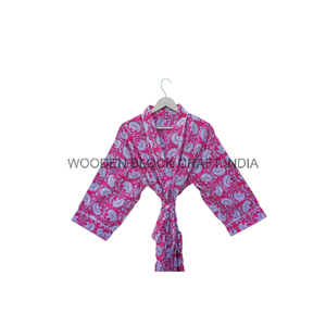 Kimono en coton facile à entretenir Confort pour une routine relaxante Kimono à encolure en V avec un design simple et un imprimé floral pour une tenue décontractée - Product Image 2