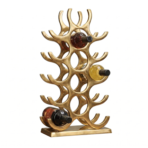 Modern Black Metal Wine Rack 10-19 Bottle Capacity <b>Freestanding</b> Geometric Design Home Furniture Minimalist Style Wine Rack - Product Image 3