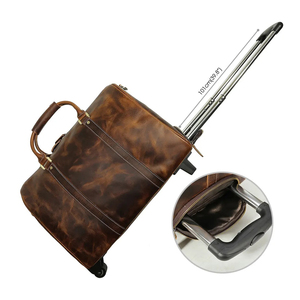 Maleta de viaje de cuero genuino marrón personalizada OEM, de lujo, para fin de semana, para hombre. - Product Image 1