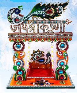 Puja Mandir de madera hecha a mano, cama para el hogar, colorido, étnico, Hindus, templo de madera para adoración, producto de alta calidad - Product Image 3