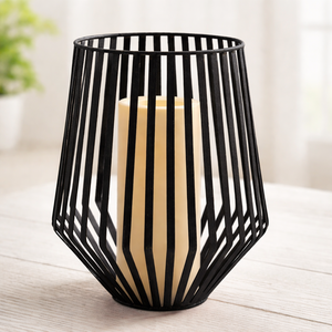Farol de metal moderno, decoración de farol minimalista, farol para patio exterior, farol de mesa para velas, farol de pie para velas - Product Image 3