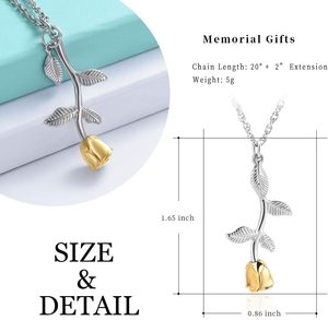Silver <b>Gold</b> Rose Flower Urn Necklace Cremation Jewelry <b>for</b> Ashes <b>for</b> <b>Women</b> Girls Urn Keepsake Human <b>Locket</b> Holder Custom Size - Product Image 2
