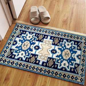 เหรียญสีน้ำเงินพรมตุรกี: พรมพิมพ์ลายศิลปะ anatolian ชาติพันธุ์พร้อมพรมนุ่มกอง - Product Image 4