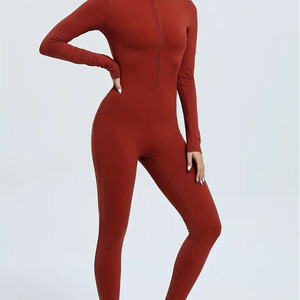 Chắp Vá Thể Thao Tập Thể Dục Dây Kéo Dài Áo Liền Quần Giản Dị Tập Thể Dục Dài Tay Áo Bodycon Rompers Của Phụ Nữ Jumpsuit Co Giãn Hoạt Động Mặc - Product Image 3