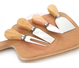 Juego de 4 piezas de cuchillo de queso con logotipo personalizado, herramienta profesional con mango de madera, juego de cuchillos de queso de acero inoxidable - Product Image 2