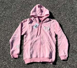 Streetwear personnalisé fermeture éclair éponge française épais lavage à l'acide strass soleil fané appliques patch brodé hommes sweats à capuche zippés - Product Image 4