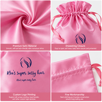 Pochette en satin personnalisée avec cordon de serrage et logo pour le rangement des bijoux, des perruques et l'emballage cadeau