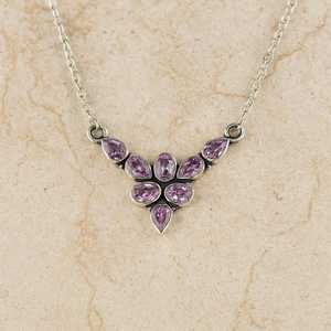 สีชมพูคุนไซต์ 925 เงินสเตอร์ลิงทำด้วยมือจี้พลอยสร้อยคอสำหรับผู้หญิงเด็กคุณภาพสูงการออกแบบที่ไม่ซ้ำกันของขวัญหรูหรา - Product Image 3