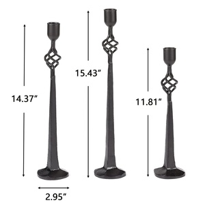 Llamativo Pilar de vela hecho a mano Metal duradero hecho con acabado negro decoración del hogar iluminación Pilar soportes de vela Venta caliente - Product Image 2