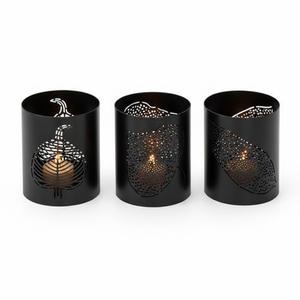 Set Of 3 <b>Teal</b> Blue & Gold Metal <b>Candle</b> Votives Cutout T Light Holders Decorative Moroccan Style Lanterns For Home Decor - Product Image 6