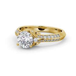 Bagues de fiançailles et d'anniversaire en diamant cultivé en laboratoire de style vintage certifié IGI Bijoux de mariage pour femme en or jaune massif 18 carats - Product Image 1