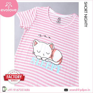 <b>Eye</b> Catching Design Highest Quality 100% Cotton Made Sleepwear Ankle Length Nightshirt Women's Wear Short Nighty - Product Image 5