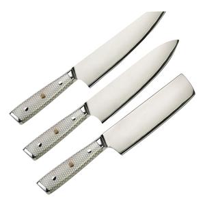 Cuchillos de chef profesionales de acero de Damasco alto al por mayor, Funda de cuero personalizada, servicio OEM ODM, hoja fija de alta calidad - Product Image 6