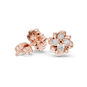 Flower Diamond Earrings 0.24 CT Lab VVS-VS EF CVD Diamonds 18KT, 14KT, 10KT Gold & 925 Silver Options <b>Rose</b>, Yellow, White - Product Image 4