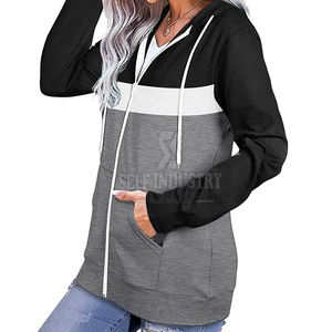 Ropa informal elástica con cremallera y capucha para mujer más vendida, sudaderas con capucha transpirables de alta calidad para invierno a un precio razonable, logotipo frontal - Product Image 3