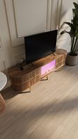 Soporte de TV Electrónico de Madera con Chimenea, Conexión Bluetooth, Diseño Moderno y Lujoso, Muebles para el Hogar, Sala de Estar, Comedor, Hotel