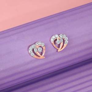 Boucles d'oreilles élégantes en diamant Happy Love en or rose - Product Image 3