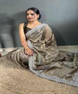 Elegant Fashionable Georgette Saree Adorned with Artistic Hand Work and Graceful Tussle Accents for Formal Events - Product Image 6