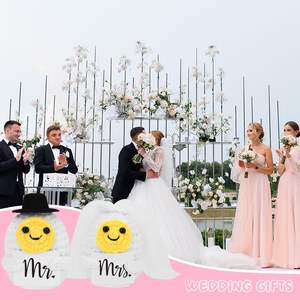 Ensemble de peluches personnalisées pour les couples mariés et mariés, soutien émotionnel au crochet, cadeaux de mariage positifs pour les couples - Product Image 5