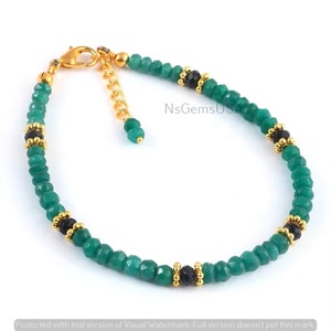 Bracelet unisexe vintage en émeraude perlée plaqué or, cadeau religieux avec pierre de naissance, certifié par un tiers, style classique - Product Image 3