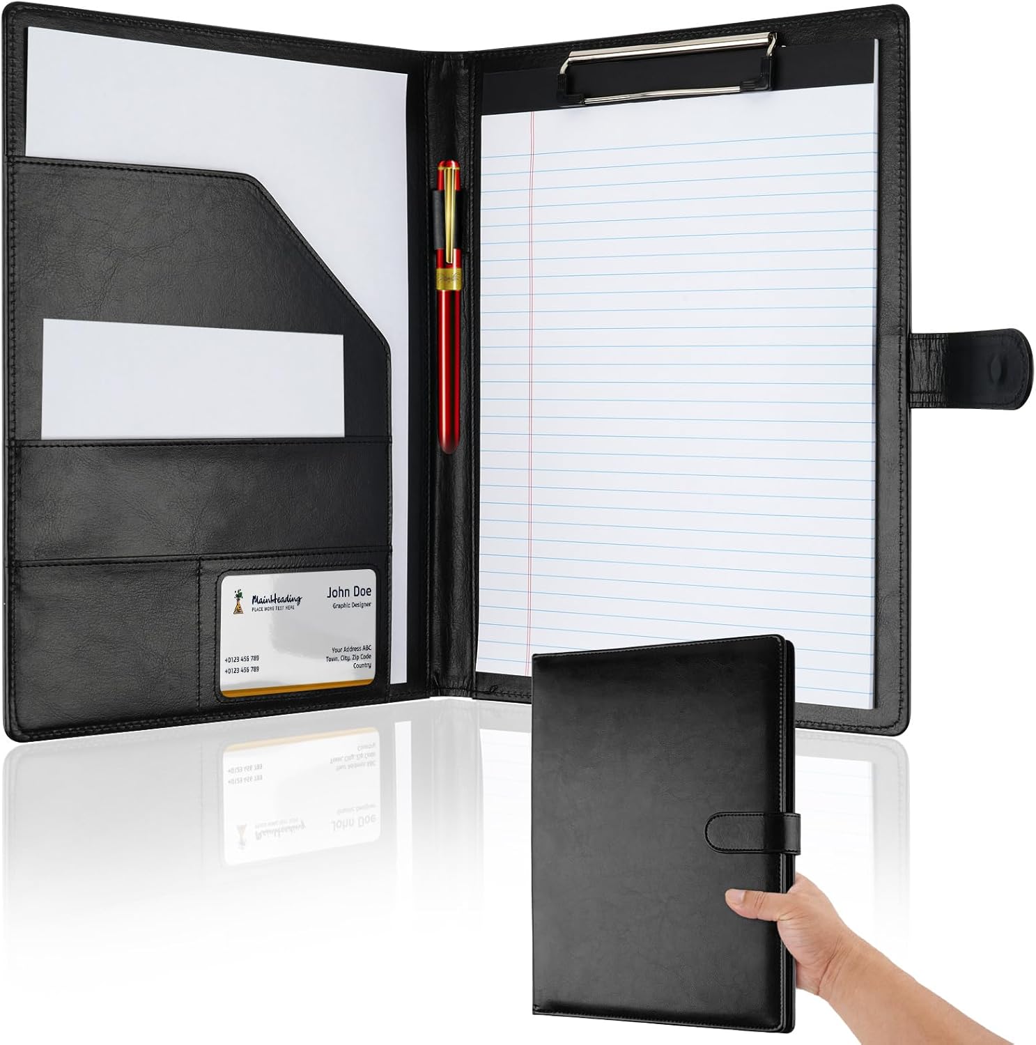 Профессиональный Padfolio с буфер обмена, папка из искусственной кожи, папка с буквами, блокнот размера A4, резюме, блокнот для письма
