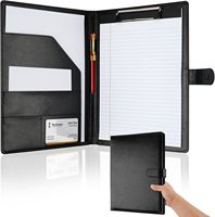 Padfolio profesional con portapapeles, carpeta de cartera de cuero de imitación Carpeta A4 Tamaño de carta Bloc de notas, currículum, Bloc de notas