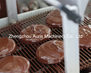 Galletas de oblea Revestimiento de <span class=keywords><strong>chocolate</strong></span> Pretzels Barras de caramelo Línea de bañador de <span class=keywords><strong>chocolate</strong></span> <span class=keywords><strong>con</strong></span> túnel de enfriamiento - Product Image 6