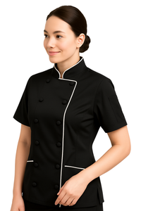 Abrigo de Chef de manga corta para mujer, uniforme culinario profesional para servicio de comida, restaurante y Bar, Catering, hornear - Product Image 3