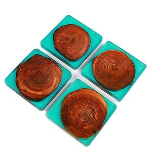 Handcrafted Wooden & Epoxy Resin <b>Coasters</b> with Unique Designs Brown <b>and</b> Blue Color <b>Coasters</b> <b>Set</b> Kitchenware Table Decorate Used - Product Image 1