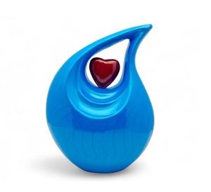 Urne larme bleue avec coeur rouge urnes de crémation pour adultes pour cendres humaines peut contenir jusqu'à 200lb - Product Image 1