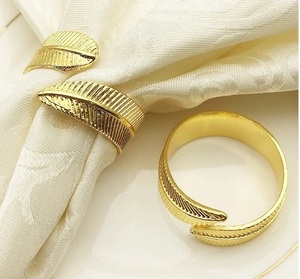Rond de serviette en métal multicolore Design feuille Style vintage pour la maison mariage spécial salle à manger décoration porte-serviettes - Product Image 6