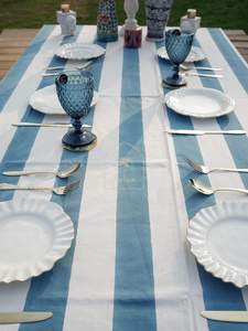 Indian Hand Block Printed <b>Tablecloth</b>, blue block print table cloths, floor length rectangle blue toile <b>tablecloth</b>, blue cover - Product Image 3