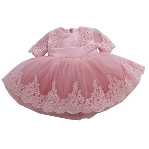 Robe courte en dentelle et mousseline sans manches pour enfants, filles, mariage, anniversaire, fête de première classe, vente en gros, personnalisée, 1 an - Product Image 5