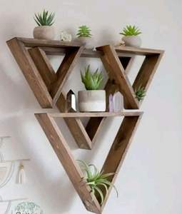 Estante y estantes de madera orgánica Natural 100% hechos a mano con técnica pulida para decoración de pared y hogar colgante de pared de varias formas - Product Image 1